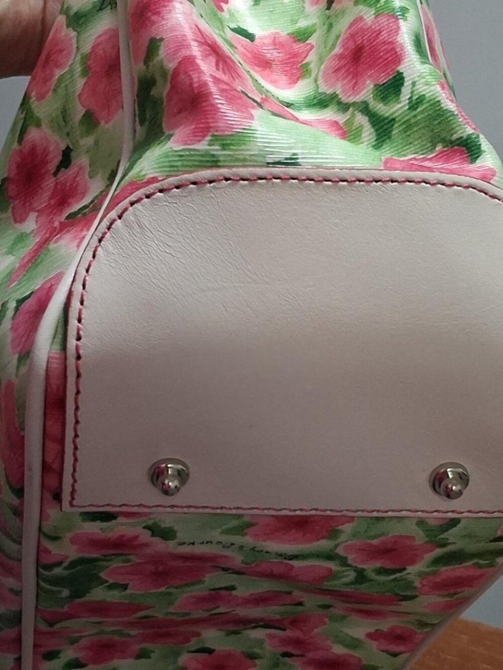 Vintage Dooney & Bourke Pink Petunia Floral Spring Satchel - Picture 6 of 12